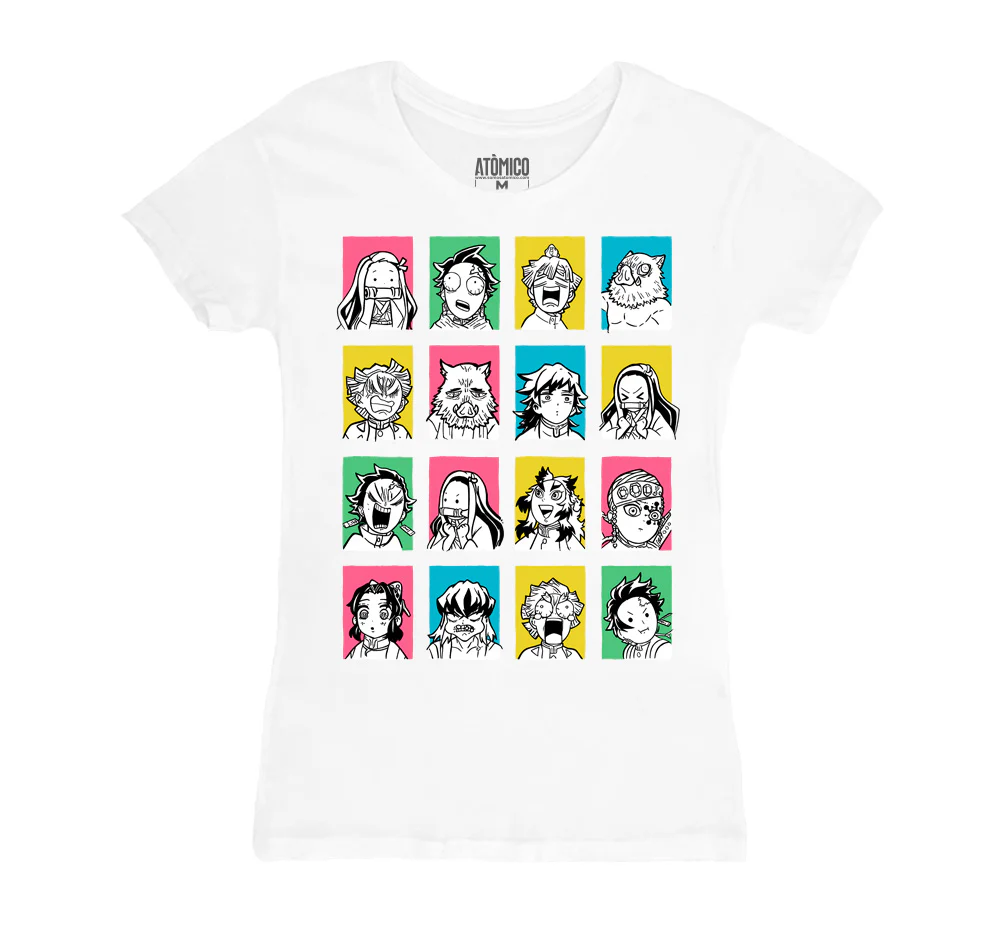 Caritas de Demonios Blanco - Playera DAMA Anime