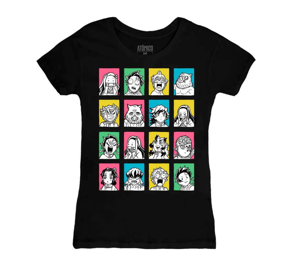 Caritas de Demonios Negro - Playera DAMA Anime