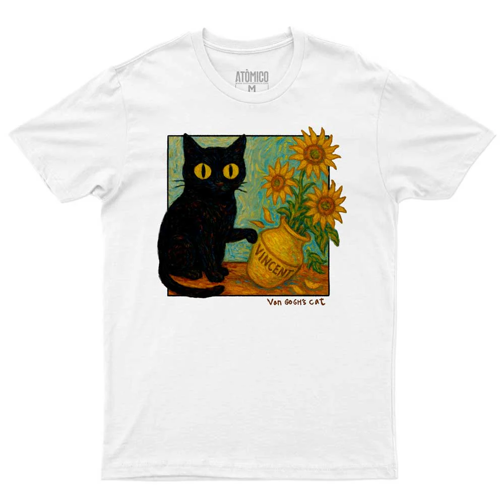 El Gato de Van Gogh Blanco - Playera CABALLERO