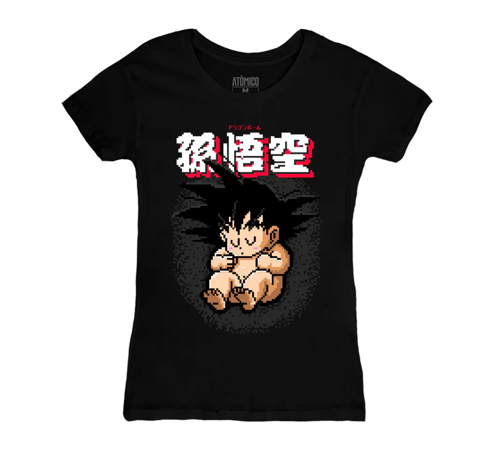 Goku 8-bit Negro - Playera DAMA Anime