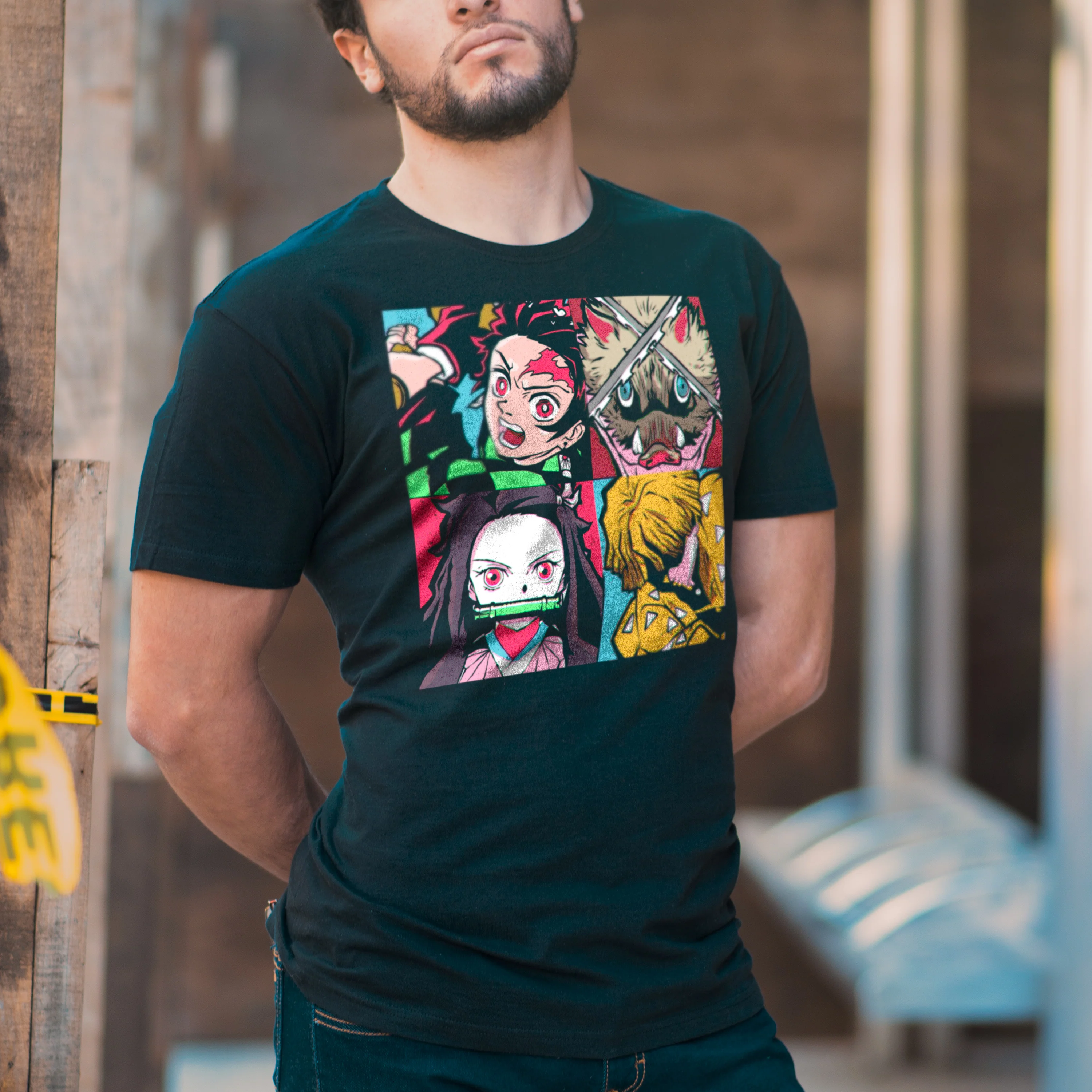 Kimetsu no Yaiba Pop Art - Playera CABALLERO Anime - Image 2